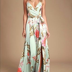 Sage Green Floral Maxi Dress